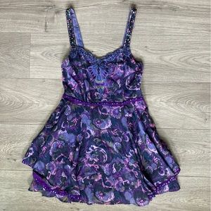 Free People purple sequin embroidered fit and flare mini dress size 8